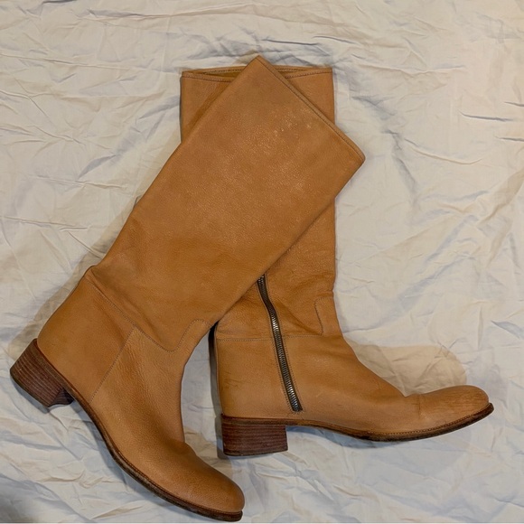Prada Shoes - Prada Vintage Slouch Leather Mid-Calf Boots Camel Tan Made in Italy Size 41 / 10